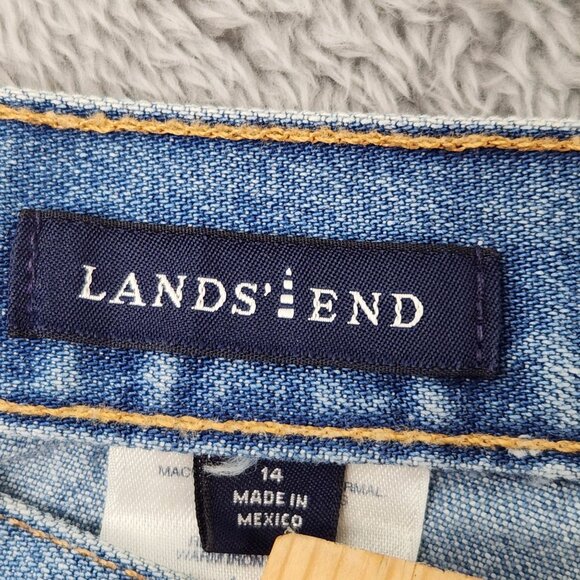 Lands End Jeans Womens 14 Blue Straight Denim 100% Cotton Medium Wash Casual - Picture 3 of 16
